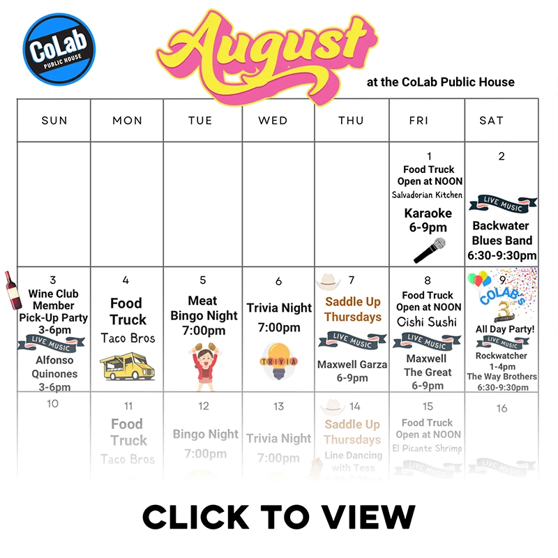 Colab Public House Event Calendar